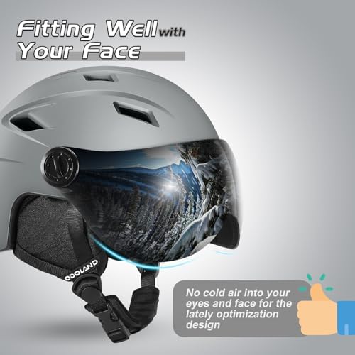 Odoland Ski Helmet with 2-in-1 Visor Goggles, Lightweight for Men Women