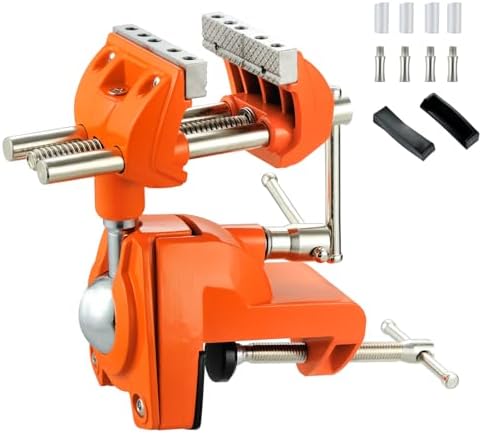 MAXMAN Clamp Bench Vise, 360° Cast Steel Swivel Base, Woodworking for DIY