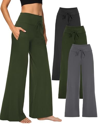 Showitty Wide Leg Pants for Women with Pockets, High Waist Yoga Lounge
