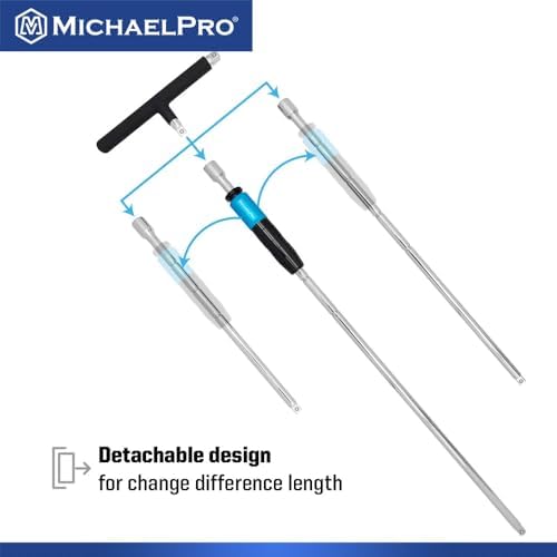 MichaelPro 3-Piece 3/8" Drive 2 Way Speed Adjustable T Handle Wrench Set in 12-inch, 18-inch and 24-inch, Patented Design with Spinner Handle, 3 Level Grip Positions, T Bar Socket Wrench Set, MP009101