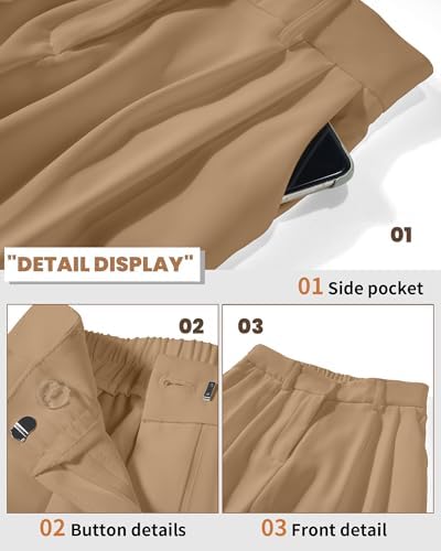 KICZOY Women Casual Wide Leg Dress Pants High Waist Lightweight Flowy Pants