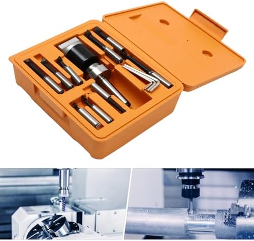 9PCS Boring Head Set Shank Milling Machine Accessories, with Precise Adjustment and Clear Dial, Tool Set for Milling Forming and Drilling Machines,Orange, Black, Silver