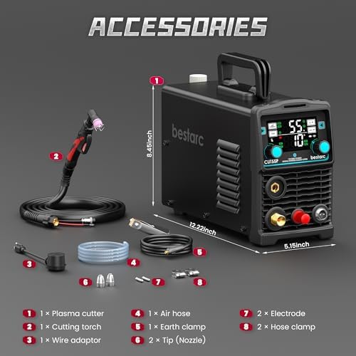 Bestarc Plasma Cutter,Pilot Arc Large LED Display 55A Plasma Cutter Machine