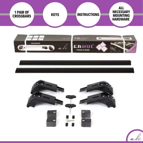 ERKUL Roof Rack Cross Bars for Kia Sportage 2017-2022 | Aluminum Crossbars with Anti Theft Lock for Rooftop | Compatible with Flush Rails - Black