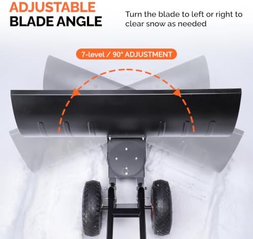VINGLI 36‑Inch Snow Pusher with Wheels, Metal Snow Shovel for Driveway