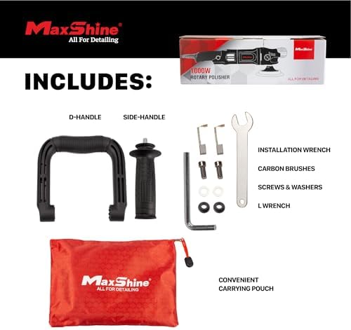 Maxshine M1000 Rotary Polisher – 1000W Car Buffer with 5” Backing Plate, 5/8” Thread & 6-Speed Control – Auto Detailing Tool for Cars, Trucks, SUVs & Boats, Paint Correction & Swirl Removal