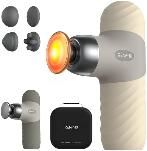 RENPHO Mini Thermal Massage Gun with Heat, Color Silicone Casing, 4 Speeds
