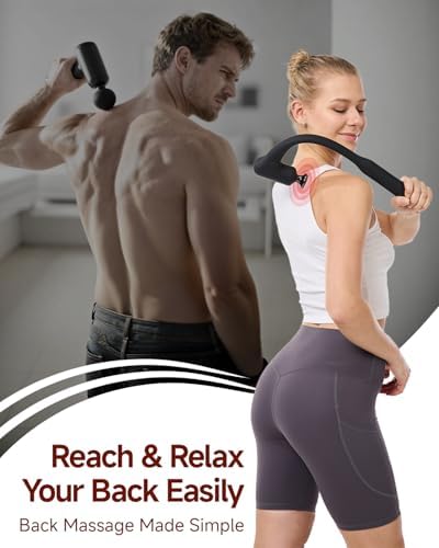 2-in-1 Detachable Massage Gun with Heat, Muscle Massager with Long Handle