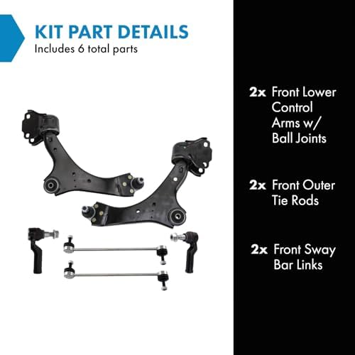 TRQ Front Steering & Suspension Kit Control Arm with Ball Joint Sway Bar