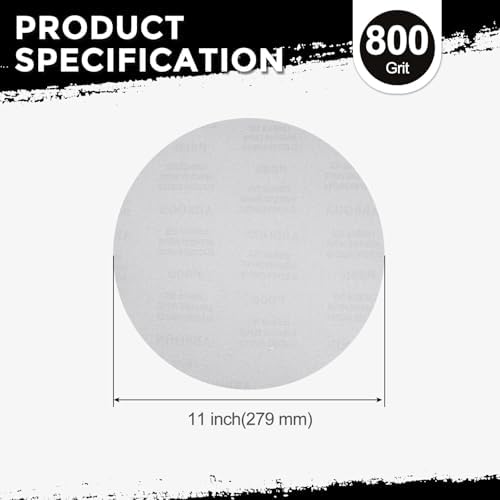 50Pcs Sanding Discs 11In 800Grit Hook and Loop Sandpapers White