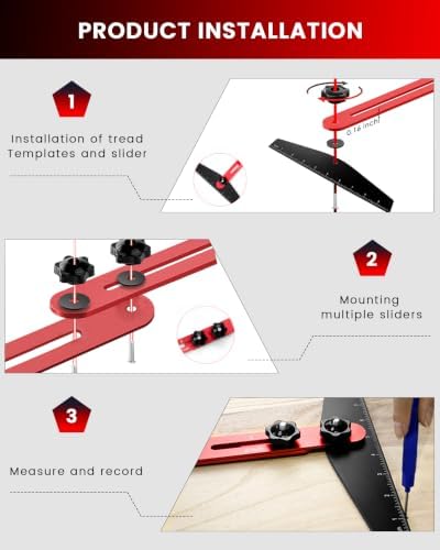 TANYO Stair Tread Template Tool, 8" to 60"Jig, Adjustable for Measuring