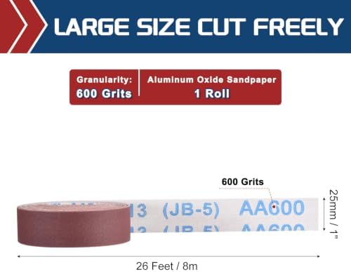 Sandpaper Roll 1Inch 26FT 600Grit Aluminum Oxide Emery Cloth Roll