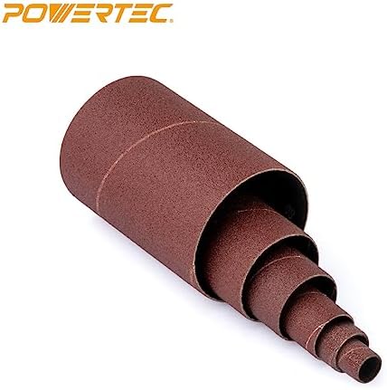 POWERTEC 11204 4.5" Sanding Sleeves for Spindle Sander | 80 Grit | Aluminum Oxide Sandpaper Sanding Sleeves 4-1/2” Long in 6 Diameters 1/2”, 3/4”, 1”, 1-1/2”, 2” and 3” – 6 Pk