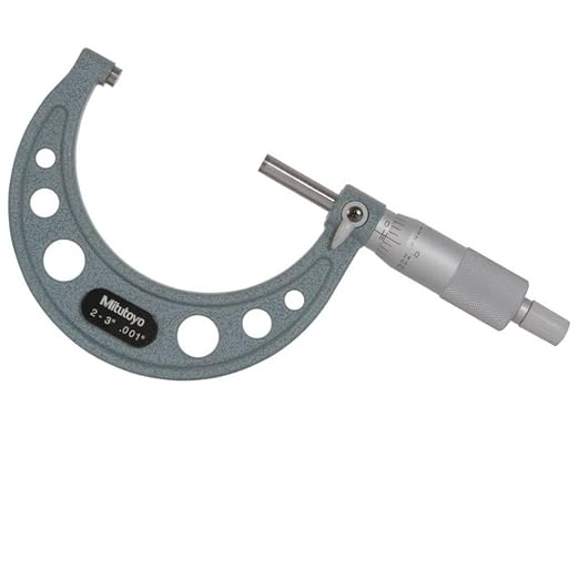 Mitutoyo 103-179 Outside Micrometer, Baked-enamel Finish, Ratchet Stop, 2-3" Range, 0.001" Graduation, +/-0.0001" Accuracy | 0.001" Graduation