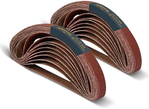 POWERTEC 1/2 x 18 Inch Sanding Belts, 40PK, 80 Grit Aluminum Oxide Belt Sander Sanding Belt for Air File Belt Sander, Woodworking, Metal Polishing (401808-P2)
