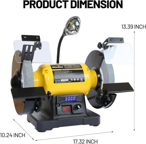 Woodskil Digital Display 8" Variable Speed Bench Grinder for Knife,3/4HP,5A