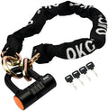 OKG Heavy Duty Chain Lock - 4 Keys, 11lbs, 4 ft x 1/2 in (12mm) Thick Cinch Security Chain Combo 11/16" (18mm) Small U Lock for Motorcycles, Mopeds, E-Bikes, Trailers, ATVs, etc.