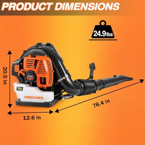 PROYAMA 79.4CC Gas Backpack Leaf Blower, 990CFM 270MPH Blower For Lawn Care