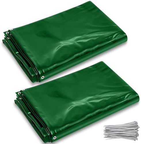 2 Pack Green 6 x 8 ft Welding Curtain Screen with Fixed Belt