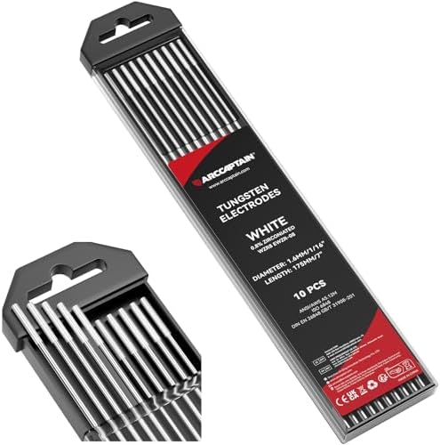 ARCCAPTAIN TIG Welding Tungsten Electrode 10-Pack 1/16"x 7" White