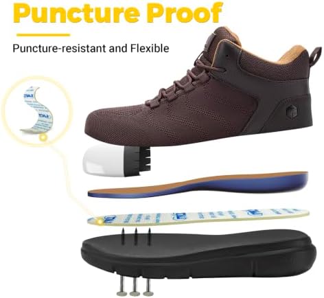 FitVille Extra Wide Work Boots for Men Composite Steel Toe Safety Boots High Top Work Shoes for Men