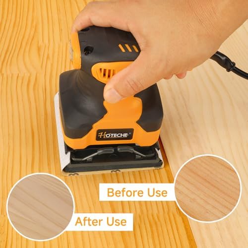 Hoteche 240W Palm Sander, 110X100mm Square Sander with 14500rpm, Yellow, Color Box Packaging
