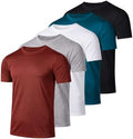 5 Pack Men's Dry Fit Workout T Shirts Crew Neck Athletic Gym Running Tees