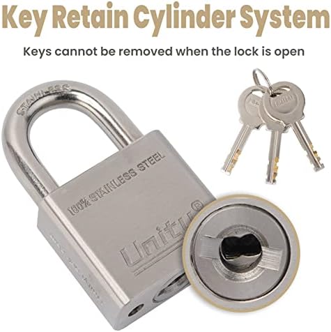 Unity Marine Padlock Keyed Alike 100% Stainless Steel Weatherproof for Sea, Boat, Port, Gate, Anti-Pick (10,40mm)