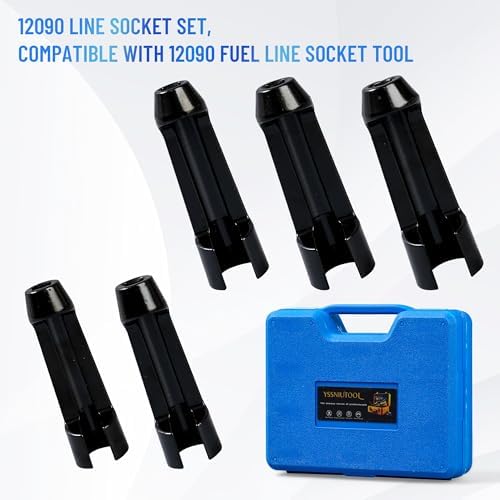 5pcs 12090 Line Socket Set, Fuel Injection Flare Nut Socket 17mm 19mm 21mm 22mm 24mm,Compatible with 12090 Fuel Line Socket Tool, for Audi, VW, BMW, Ford, Cummins Engines