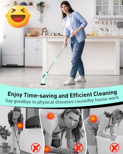 Electric Spin Scrubber for Bathroom, Shower Scrubber with Long Handle