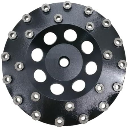 Diamond Grinding Cup Wheel for Hard Concrete Floor, Epoxy Coating Removal, 24 Aggressive Honeycomb Segments, 7 Inch 5/8”-11 Thread, 16/20 Grit