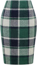 IDEALSANXUN Plaid Skirts for Women Fall Winter Knee Length Pencil Wool Skirt with Slit