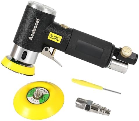 2" & 3" Mini Air Random Orbital Sander, Professional Pneumatic Palm Sander with M6 Thread Plate, Hook and Loop Sanding Pads, High Speed 15000 RPM Buffing & Polishing Kit for Auto Body, Spot Repair