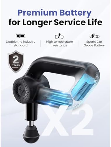 BOB AND BRAD D6 Pro Plus Massage Gun with Heat, Deep Tissue Percussion with 16mm Amplitude, Professional Muscle Massager Gun for Athletes, Quiet Electric Handheld Massager