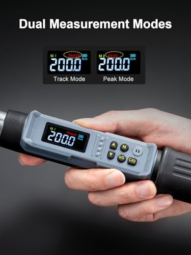 GROWNEER Upgraded Digital Torque Wrench Set, 7.38-147.5 Ft-lbs/10-200 nm, 1/2'' Drive Rachet Torque Wrench with Buzzer & Colorful LED Indicator, Electronic Wrench for Motor Car Tires Auto Repair
