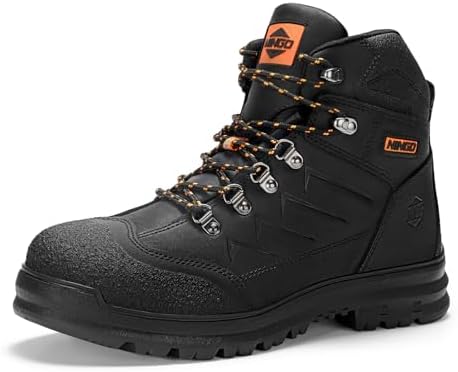 NINGO Steel Toe Work Boots for Men, Oil & Slip Resistant Construction Boots