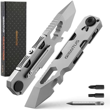 EDC Pry Bar Multitool with Bi-Directional Ratchet Screwdriver, Men Gifts
