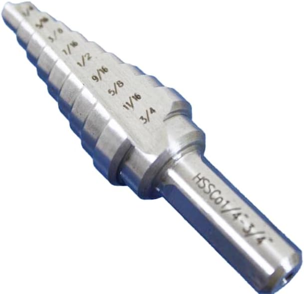 TEMO M35 Cobalt Double Straight Flute Step Drill Unibit, 9 Size 1/4 Inch To 3/4 Inch, 3/8 Inch Shank