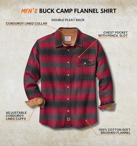 Legendary Whitetails Mens Flannel Long Sleeve Button Down 100% Cotton Shirt