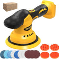 Cordless Car Buffer Polisher Kit Compatible with Dewalt 20V Battery(NO Battery),6" Brushless DA Random Polishing Machine, 8 Variable Speed 5500RPM for Car Detailing,14Pcs Accessories