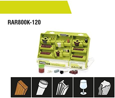 RYOBI - Set of 120 Mini-Tool Accessories - RAR800K-120 - Engraving, Polishing, Sanding, Precision, Dremel Compatible