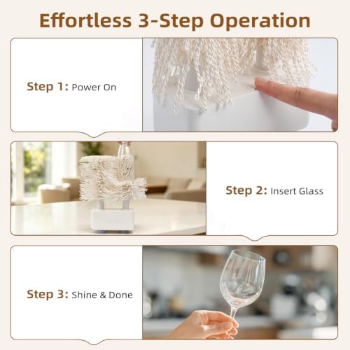 Home Glass Polisher for Wine Glasses Stemware Dryer with 4 Brush Heads