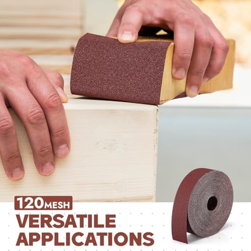 120 Grit Abrasive Sandpaper Roll 3''x 200 ft Drum Sander Sand Paper Roll Emery Cloth Rolls for Drum Sander Continuous Paper Wood Automotive Polishing