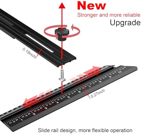 Stair Tread Template Tool – Stair Tread Gauge Jig, Aluminum Alloy Measuring and Scribe Tool for Accurate Angle, Depth, and Length Measurement of Stairs, Risers, and Partitions
