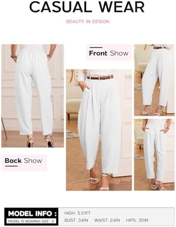 EVALESS Womens Wide Leg Barrel Pants with Pockets