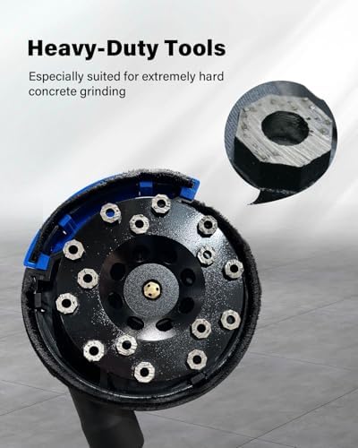 Diamond Grinding Cup Wheel for Hard Concrete Floor, Epoxy Coating Removal, 15 Aggressive Honeycomb Segments, 5 Inch 5/8”-11 Thread, 16/20 Grit