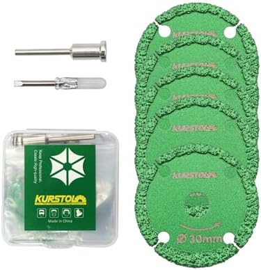 Diamond Rotary Tool Cut-Off Wheels - 5pcs 1-3/16 Inch(30mm) Metal Cutting disc for Rotary Tool Accessories with 1pc 1/8” Mandrel for Metal, Iron Pipe, Iron Sheet, Bolts, Screws
