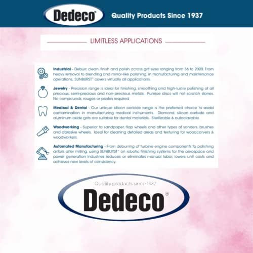 Dedeco Sunburst Radial Bristle Discs 48-Pack - 7/8" Curved - Pink 600 Grit (Fine, Pumice) - Aluminum Oxide for Polishing & Finishing