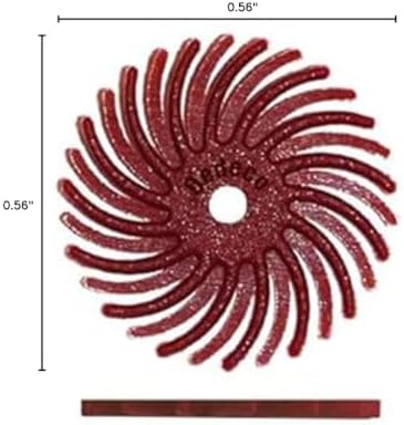 Dedeco Sunburst Radial Bristle Discs 48-Pack - 9/16" Curved - Red 220 Grit (Standard) - Aluminum Oxide for Polishing & Finishing