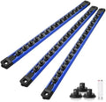 Reniteco Magnetic Socket Organizer Set, 3-Pack 1/4” Socket Rails | 42 Clips, Heavy-Duty Aluminum Alloy Rails, Removable 360° Swivel ABS Clips, Magnetic Base, Tool Box Drawer or Wall Mount
